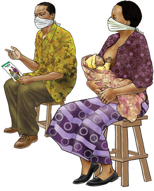 Illustration of a couple with masks