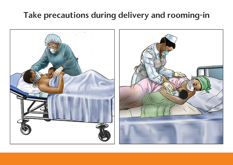 Illustration of Take precautions during delivery and rooming-in