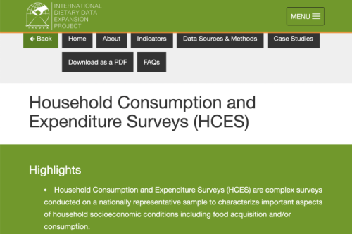 Screenshot of HCES website